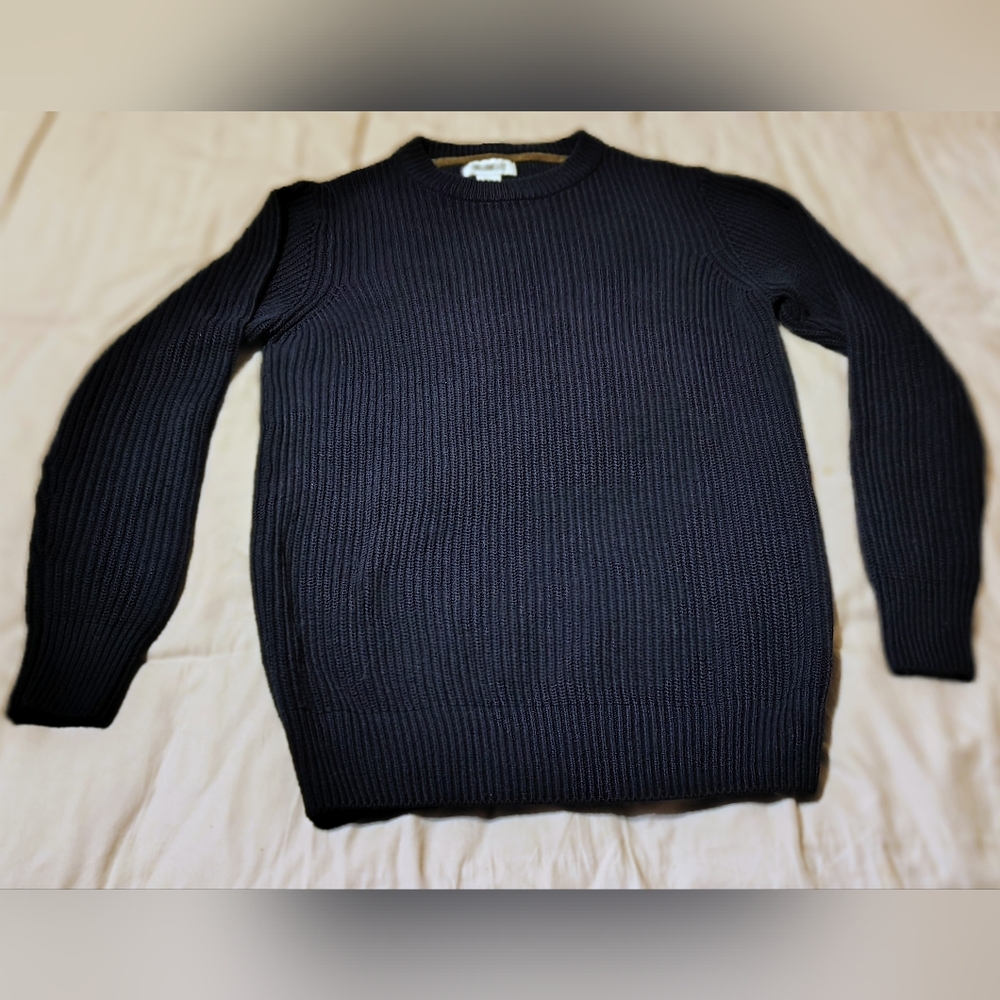 William Rast, Woman's Dark Blue Rib Knit, Round Neck Sweater, Size S
